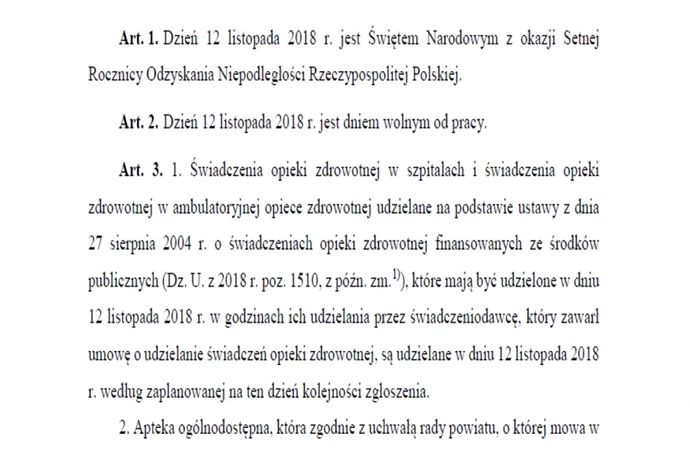 {12 listopada będzie dniem wolnym od pracy – także dla pracowników handlu.}